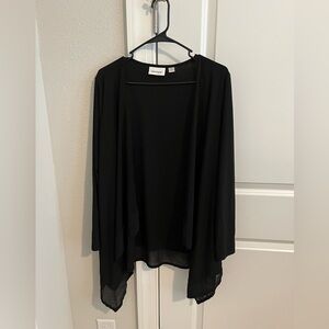 Avenue Size 14/16 Black Cardigan Sweater with Sheer-Edge Design
